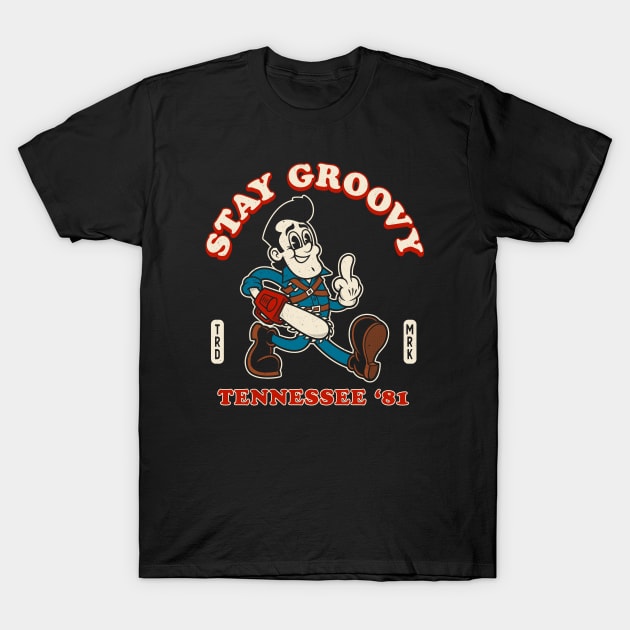 Stay Groovy - Evil Dead - Vintage Distressed Retro Cartoon T-Shirt by Nemons